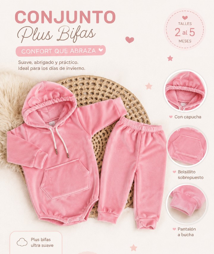 Conjuntos Body con Capucha en Plush - Imagen 2