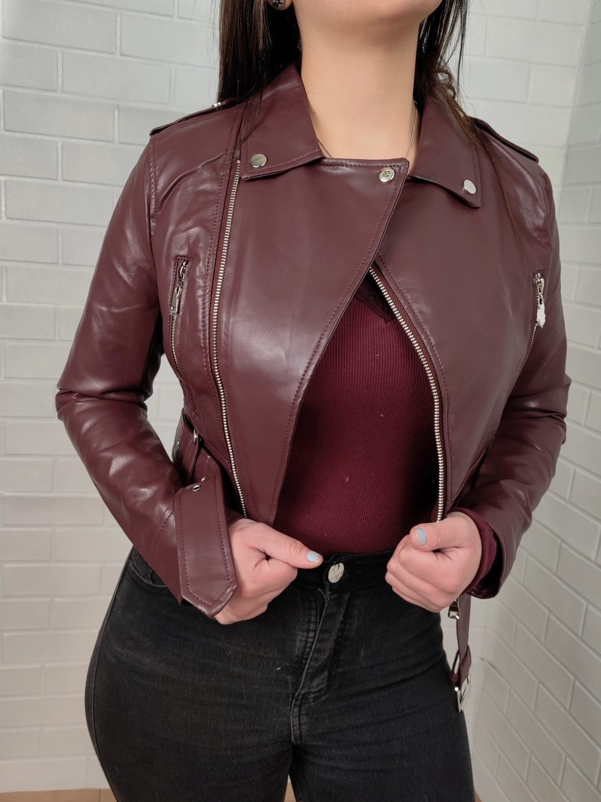 Campera Simil Cuero Cruzada - Imagen 4