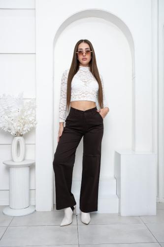 Pantalon de Gabardina Bota Ancha - Chocolate