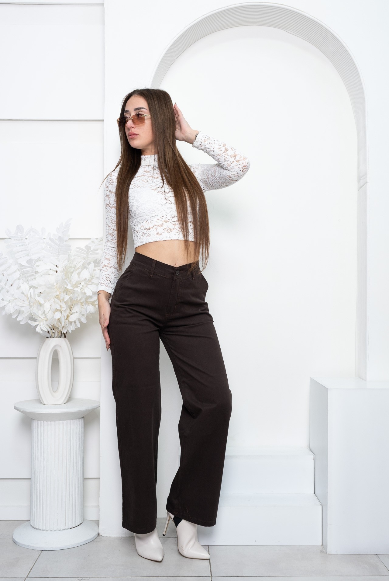 Pantalon de Gabardina Bota Ancha - Chocolate - Imagen 2