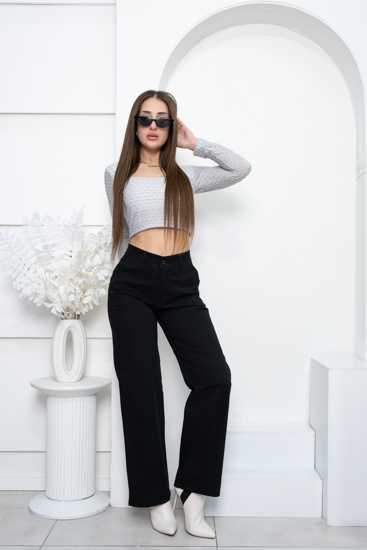 Pantalon de Gabardina Bota Ancha - Negro - Imagen 2