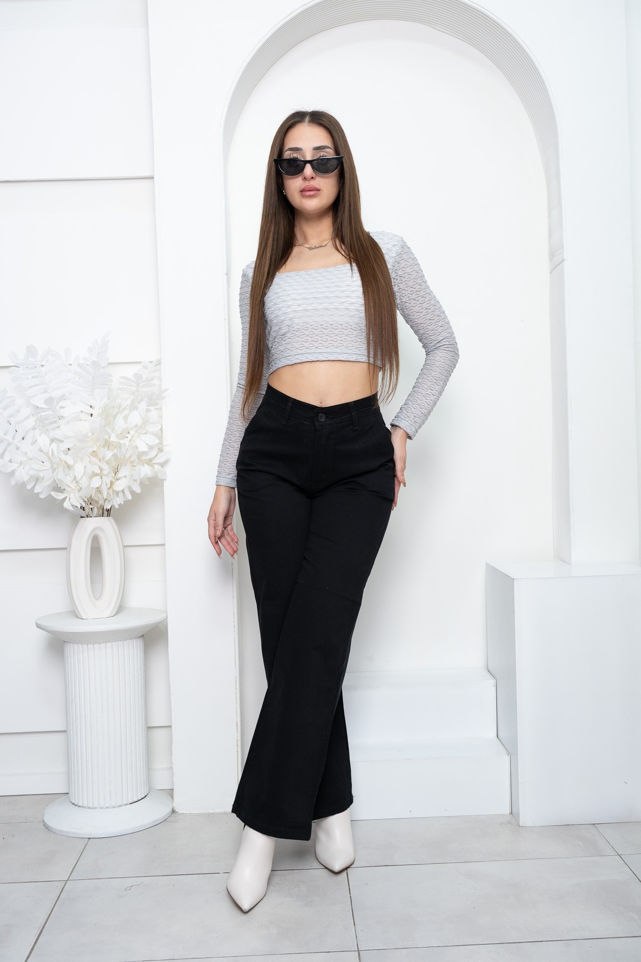 Pantalon de Gabardina Bota Ancha - Negro - Imagen 3