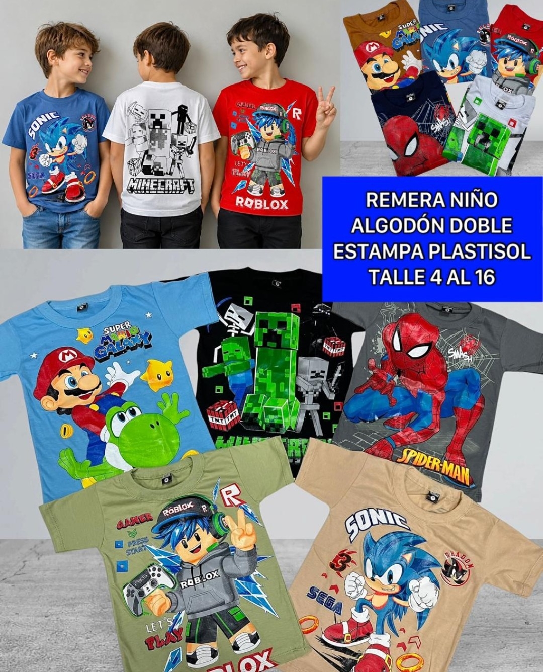 Remeras Niños Personajes Animadas - Imagen 1