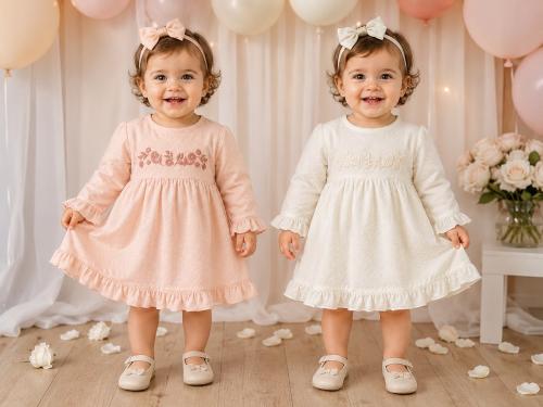 Vestido Plumeti con Volados  Yaby T.(3-6/6-9/9-12/12-18 Meses) Art.26704