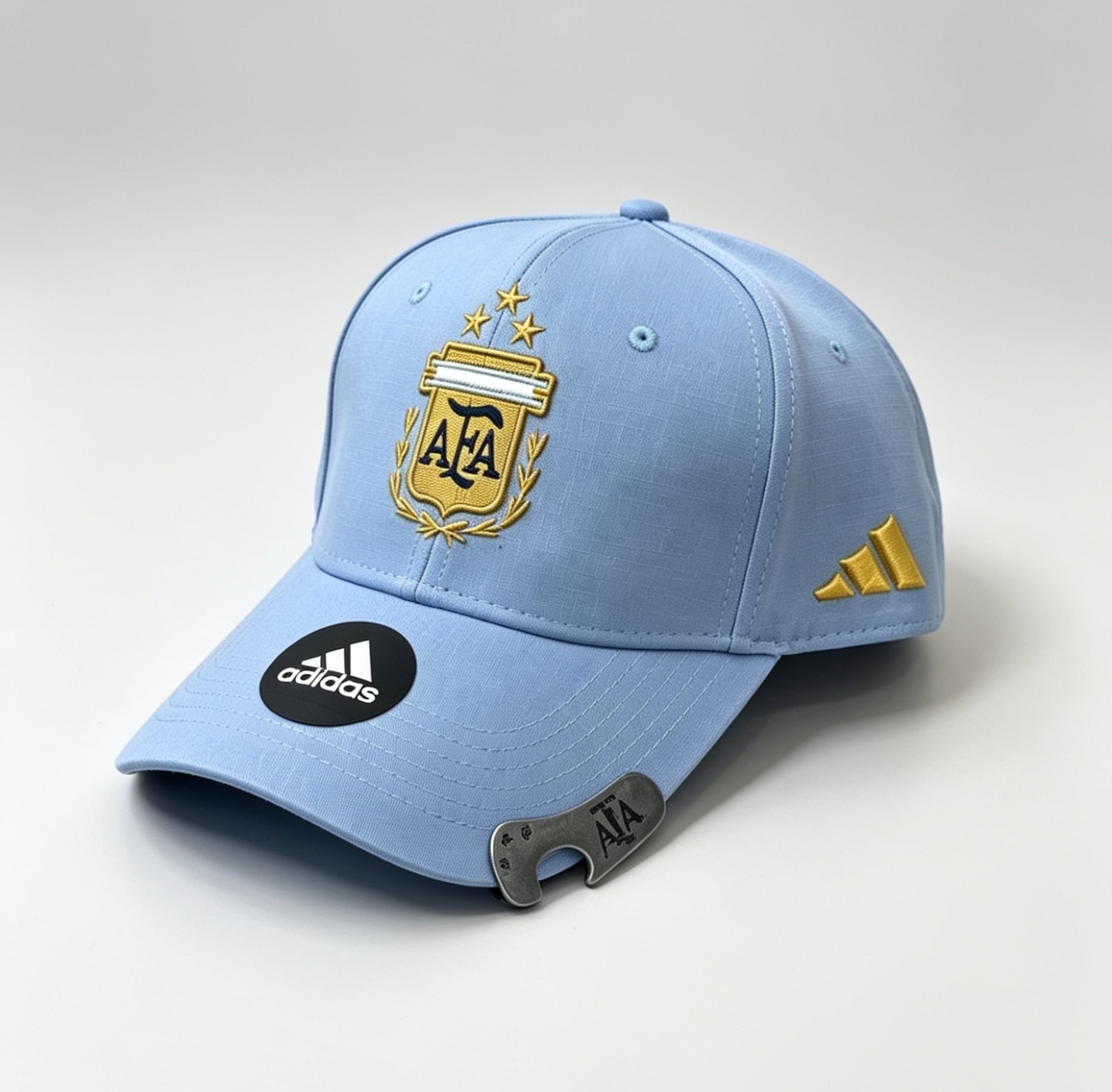 Gorra Bordada Argentina Mundial con Destapador de Botella Metalico - Imagen 3