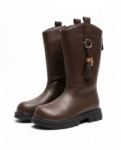 Borcego Importado Bota Alta Infantil Nena Niña Eco Cuero Negro Marrón Chocolate
