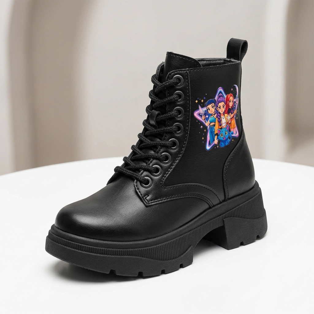 Borcego Niña Guerreras Kpop Bota Huntrix Negro Beige Nena Cordones Invierno Infantil - magnific__fotografa-de-producto-profesional-de-un-borcego-in__91007.png