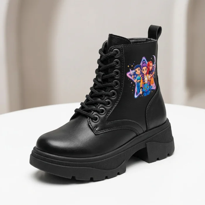 Borcego Niña Guerreras Kpop Bota Huntrix Negro Beige Nena Cordones Invierno Infantil