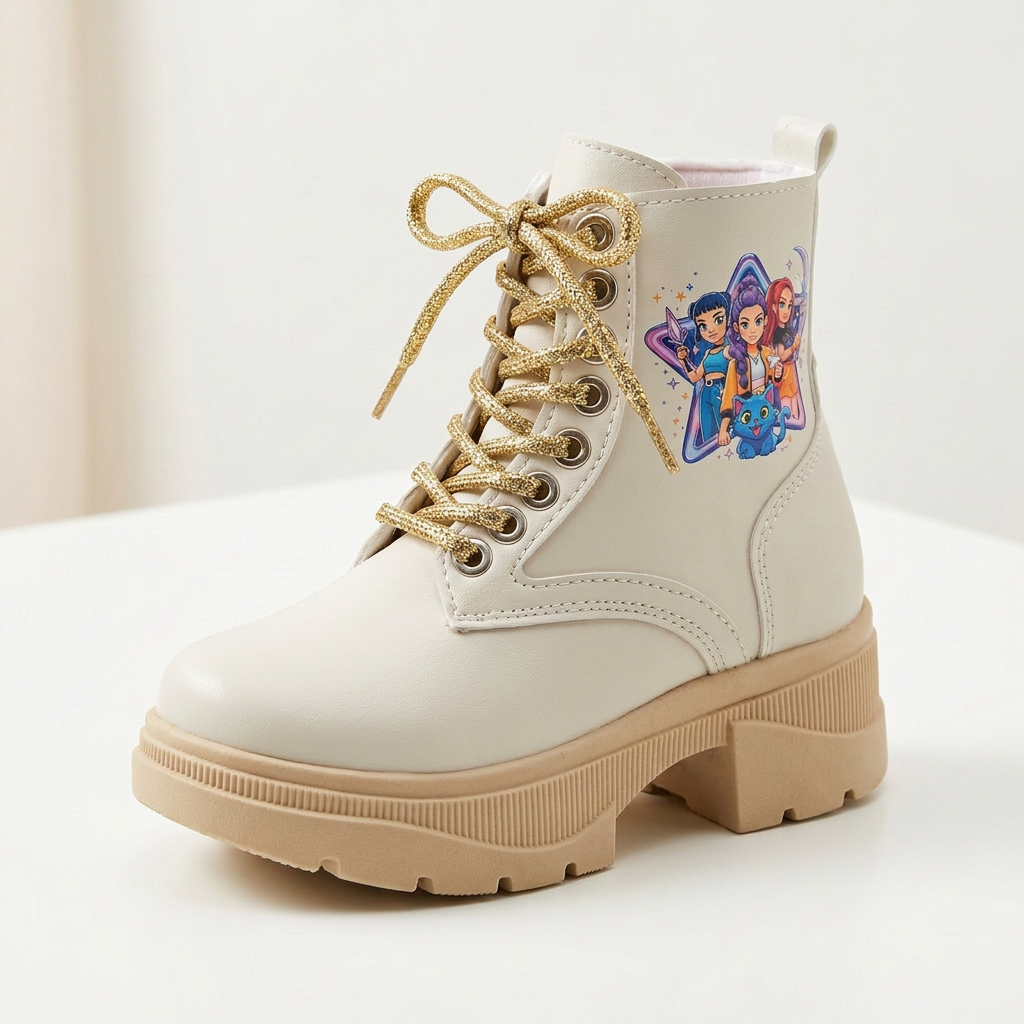 Borcego Niña Guerreras Kpop Bota Huntrix Negro Beige Nena Cordones Invierno Infantil - magnific__fotografa-de-producto-profesional-de-un-borcego-in__91005.png