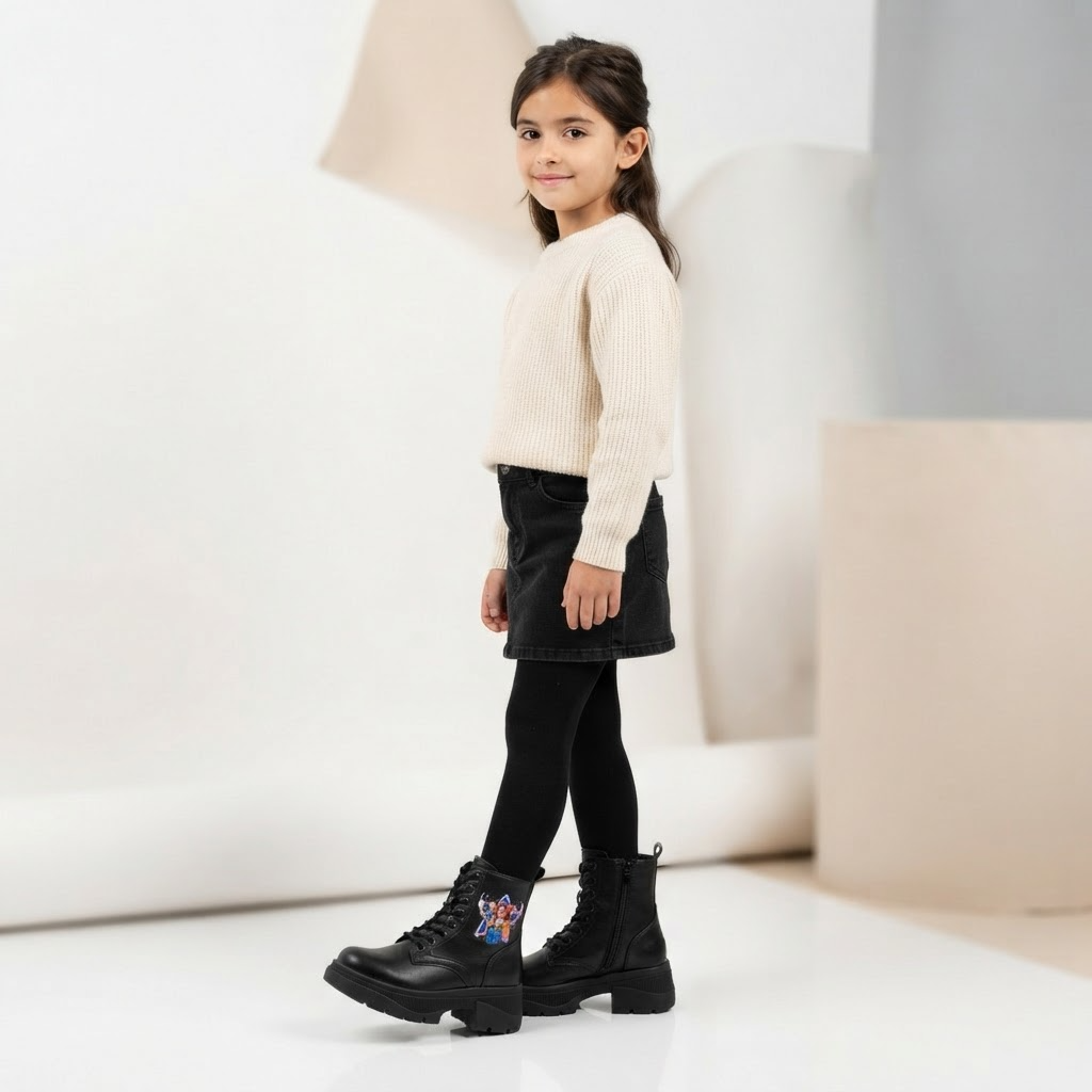 Borcego Niña Guerreras Kpop Bota Huntrix Negro Beige Nena Cordones Invierno Infantil - magnific_fotografia-de-moda-infant_xg5wnMdjfW.png