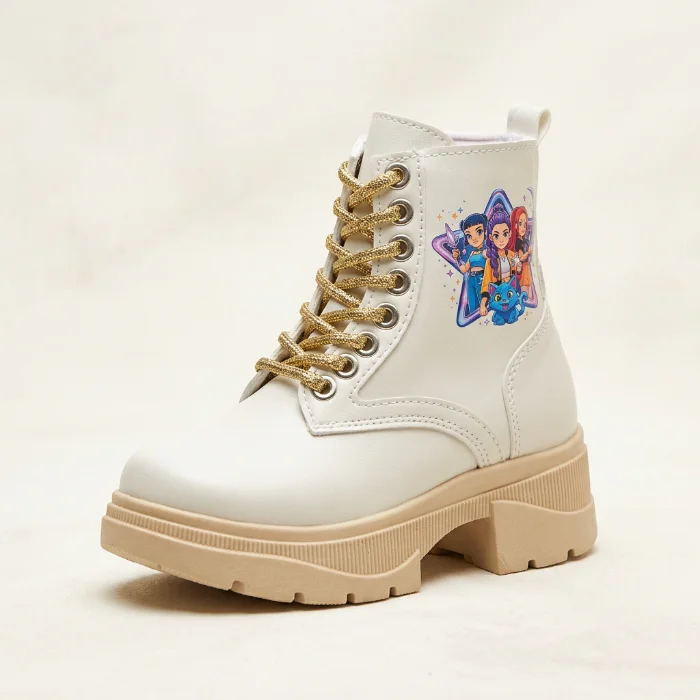 Borcego Niña Guerreras Kpop Bota Huntrix Negro Beige Nena Cordones Invierno Infantil
