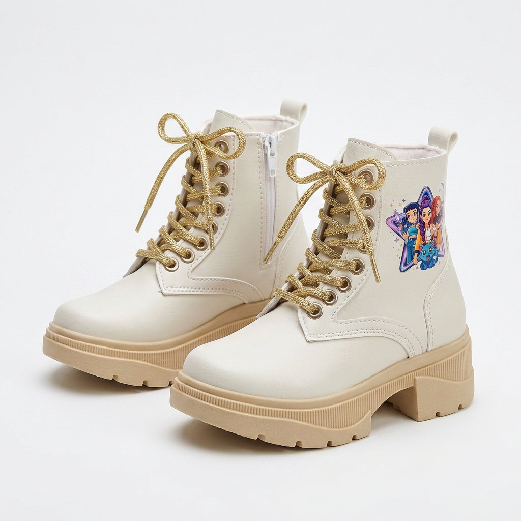 Borcego Niña Guerreras Kpop Bota Huntrix Negro Beige Nena Cordones Invierno Infantil - magnific__fotografa-de-producto-profesional-de-un-borcego-in__91004.png