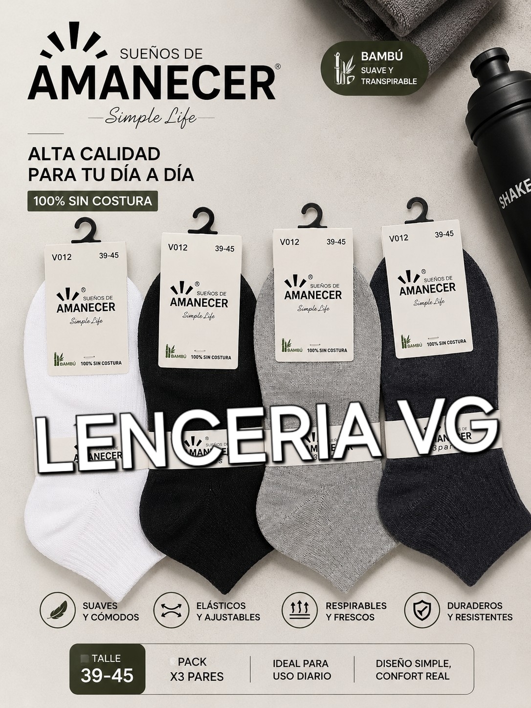 Tenis Puro Algodón ×3 - Imagen 1