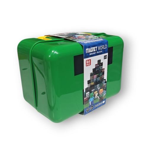 Bloques Cubos Magneticos Mini Craft, Cofre de 64 Piezas 9×13× Prof 8 Cm Aprox, Juguet - Miniatura 3
