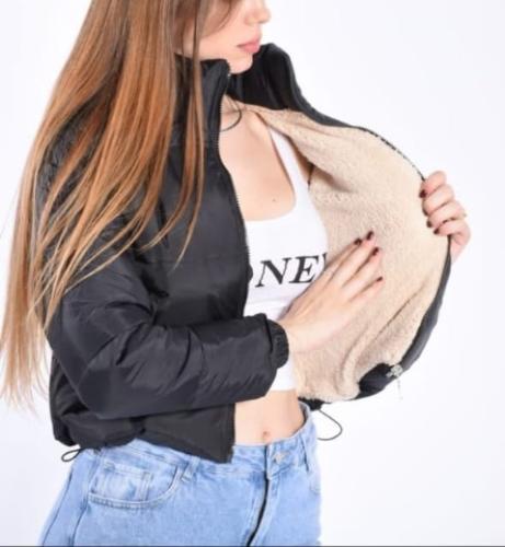 Campera Puffer con Corderito y  Elástico Ajustable en la Cintura!!
