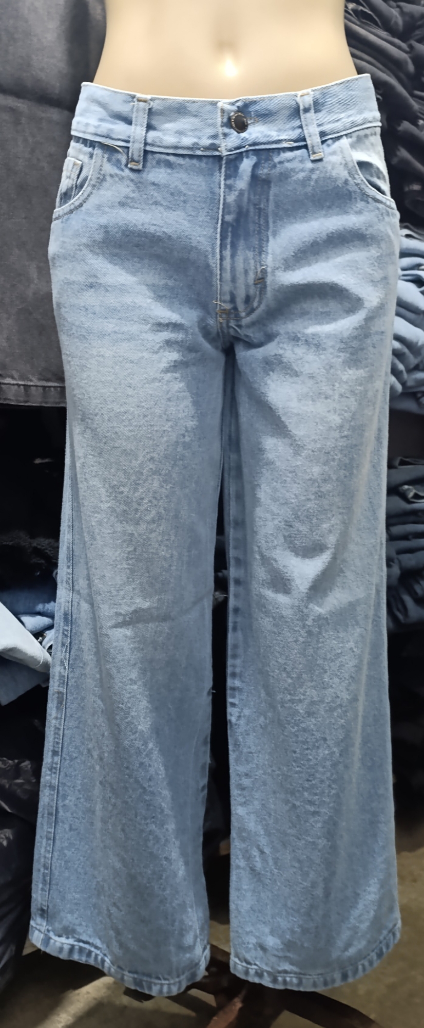 Pantalón Jeans Wid Leg Rigido - Imagen 3