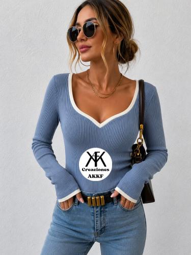 Remera Escote  Corazón Combinado