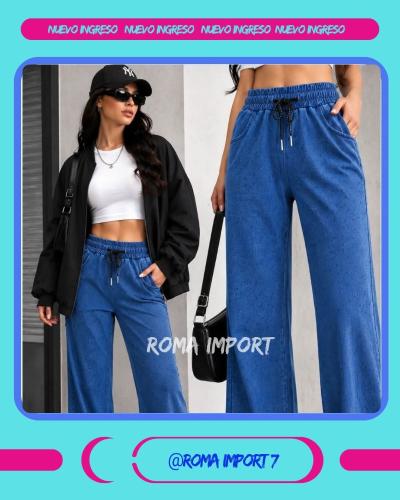 Pantalón Jean con Piel y Strass