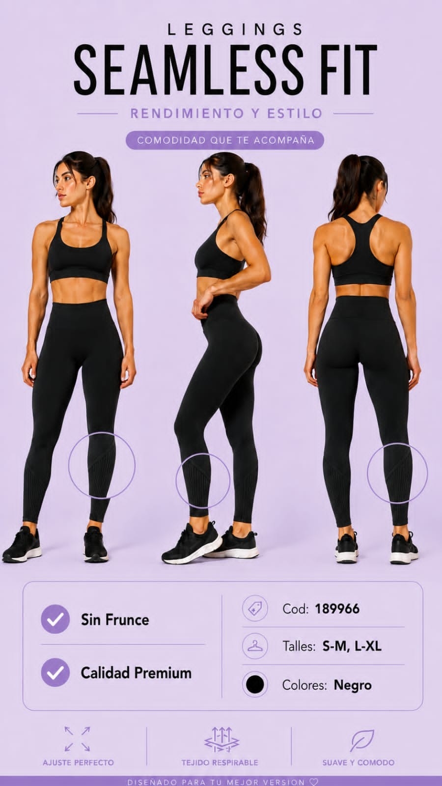 Calza Seamless Lisa sin Frunce - Imagen 3