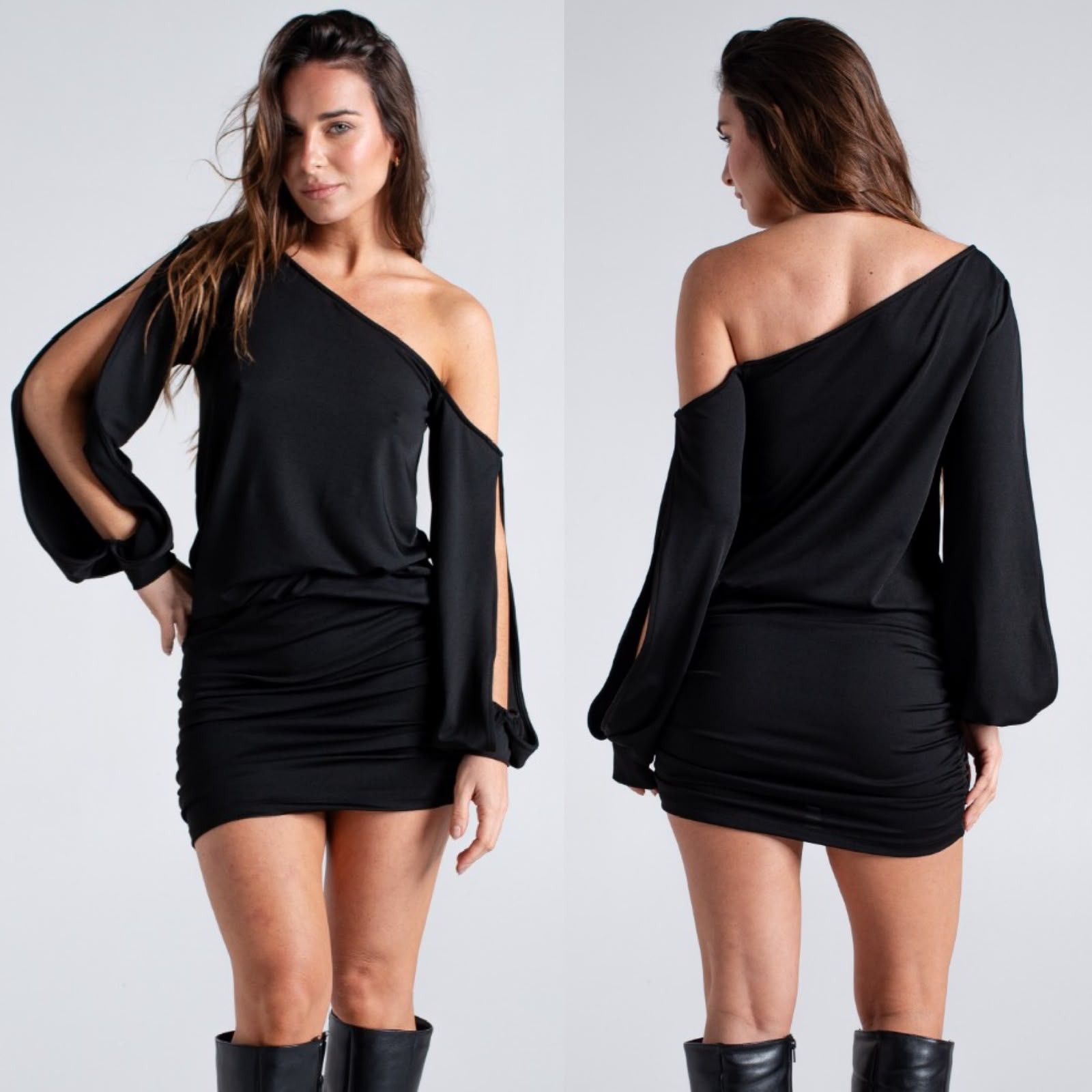 Vestido de Fiesta Corto Lycra Mangas Descubierta - Imagen 2