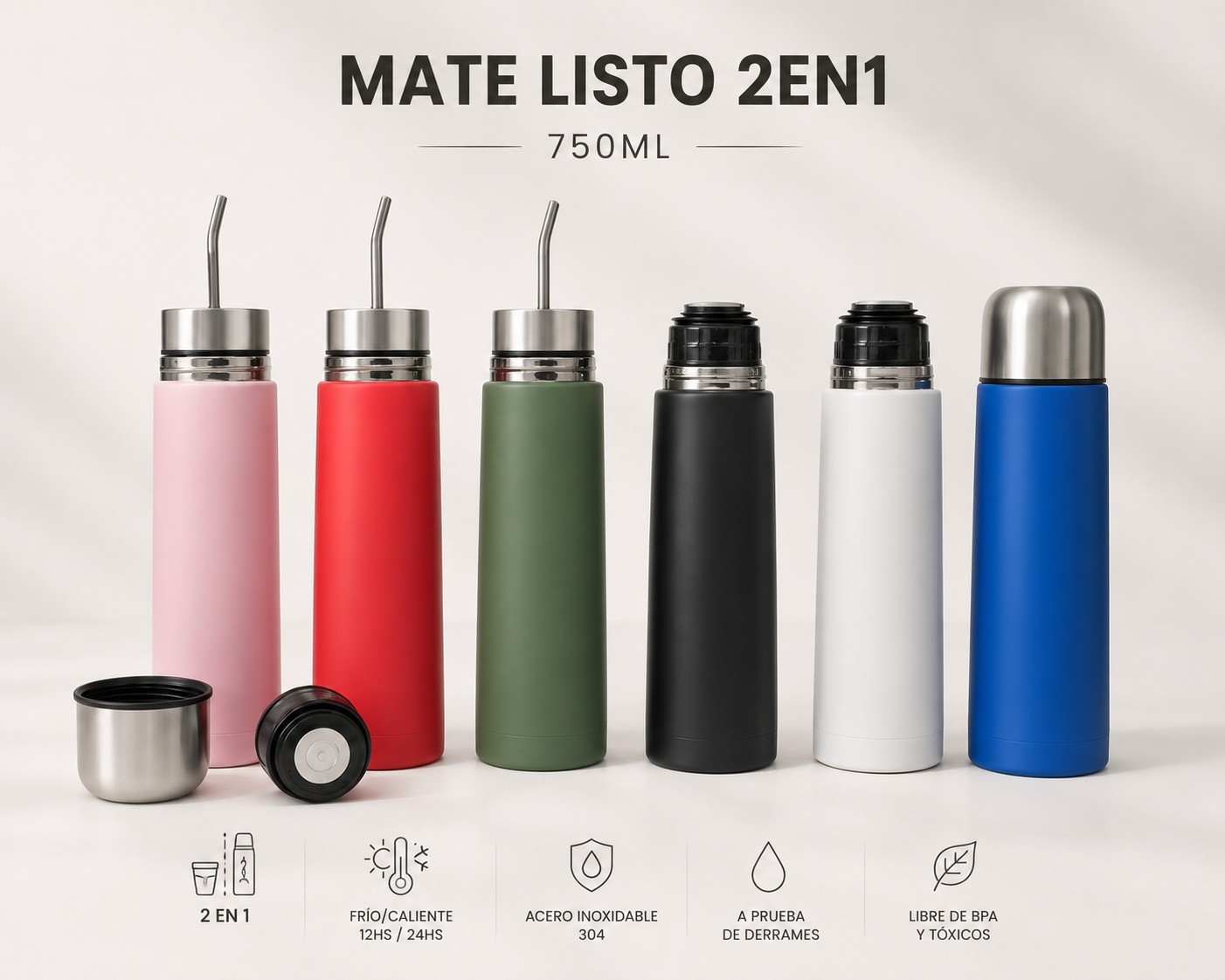 Mate Listo 2 en 1 Termico 750ml - Imagen 1