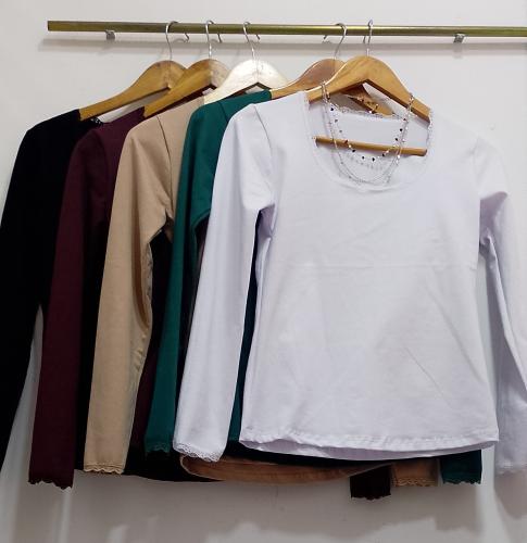 Remeras de Algodón con Lycra y Puntilla