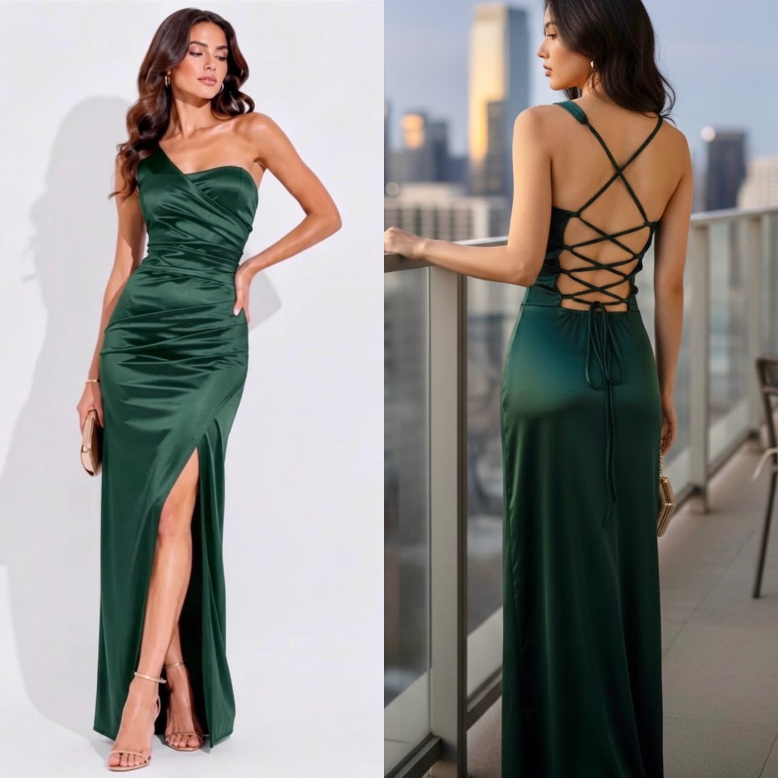 Vestido de Fiesta Saten Largo Talia - Imagen 2