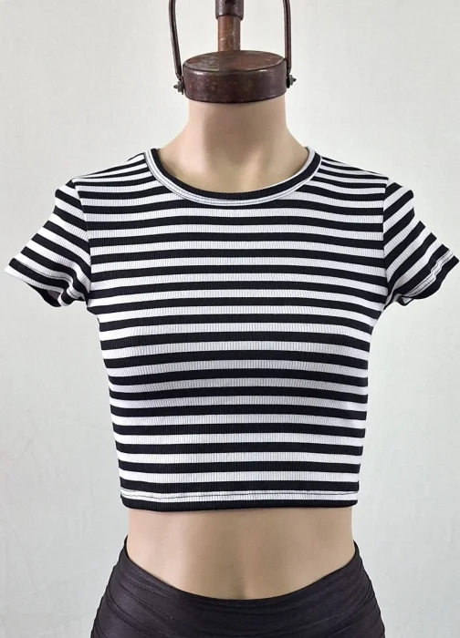 Remera Top Cuello u Rayado Cebra Morley Soft