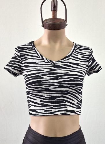 Remera Cuello V Cebra Rayado Morley Soft