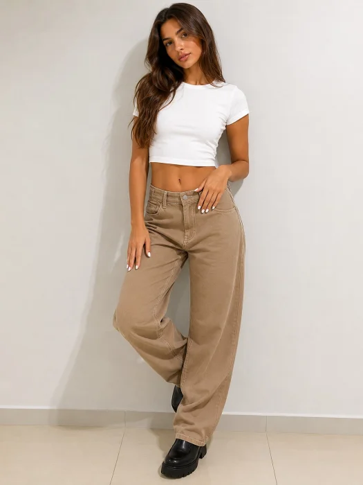 Baggy Marrón Regulador Dama Pantalón Ancho Ajustable Chocolate Moda 2000's Pinterest