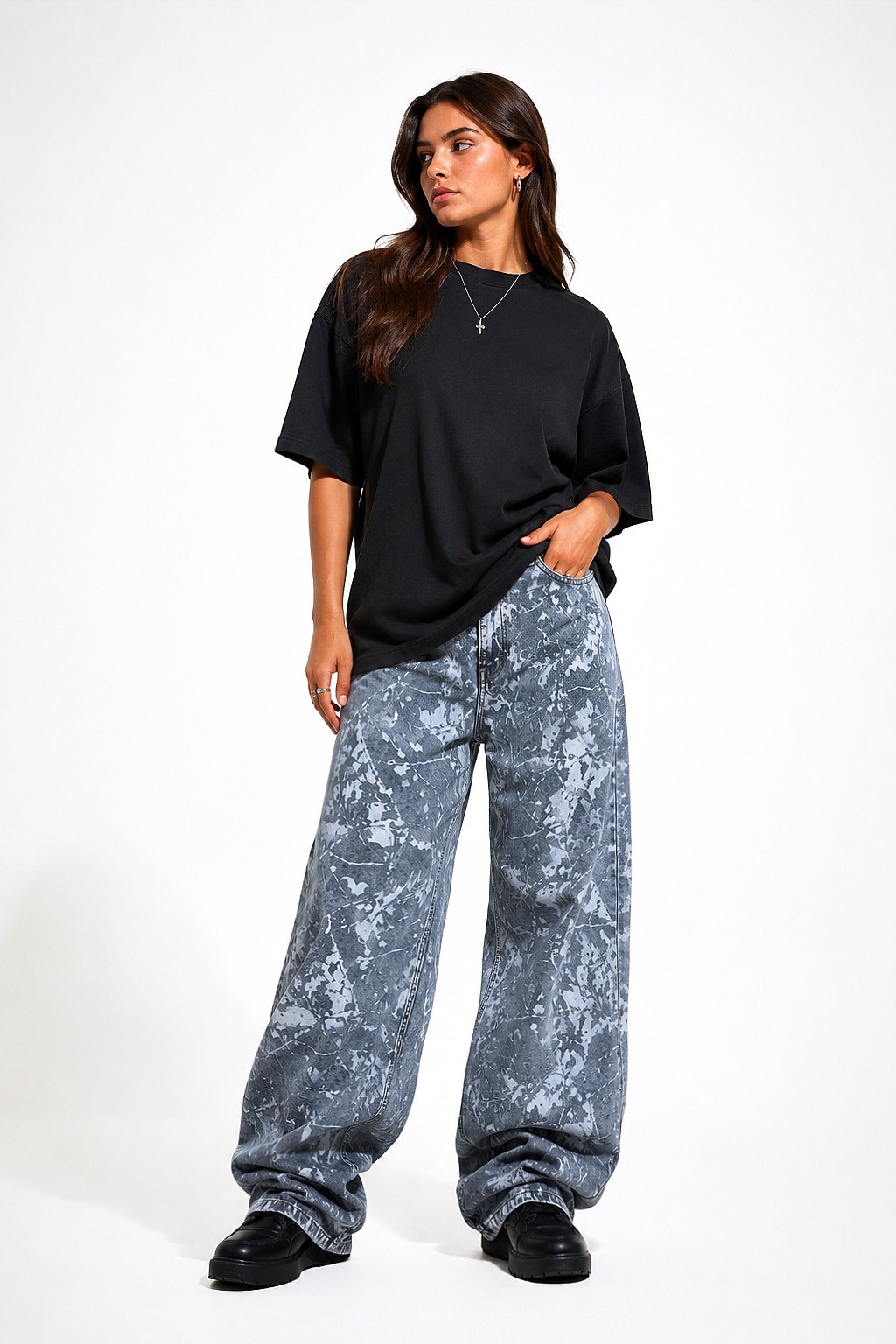 Jean Baggy Diseño Grafitti Dama Unisex Pantalón Denim Dibujo Hombre Ancho 2000's - Imagen 3