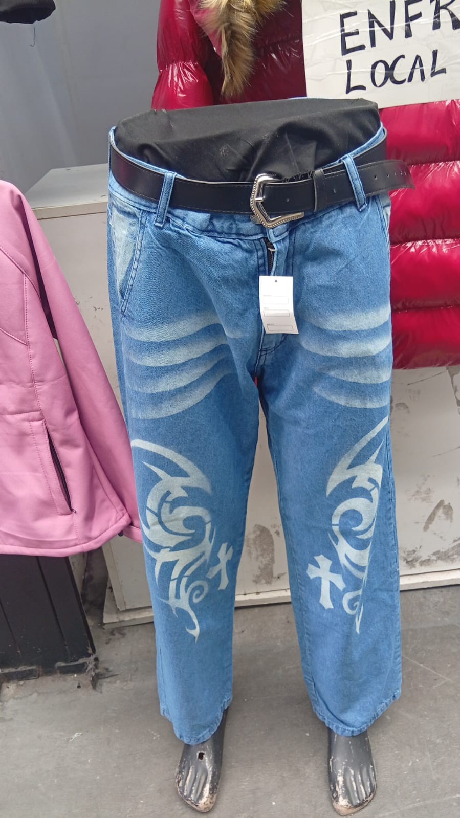 Jean Baggy Diseño Grafitti Dama Unisex Pantalón Denim Dibujo Hombre Ancho 2000's - Imagen 5