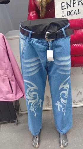 Jean Baggy Diseño Grafitti Dama Unisex Pantalón Denim Dibujo Hombre Ancho 2000's - Miniatura 5