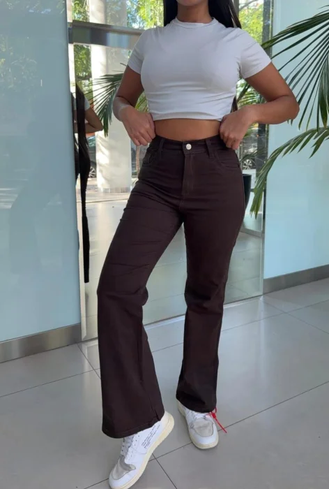 Jeans Wide Leg Chocolate Intenso