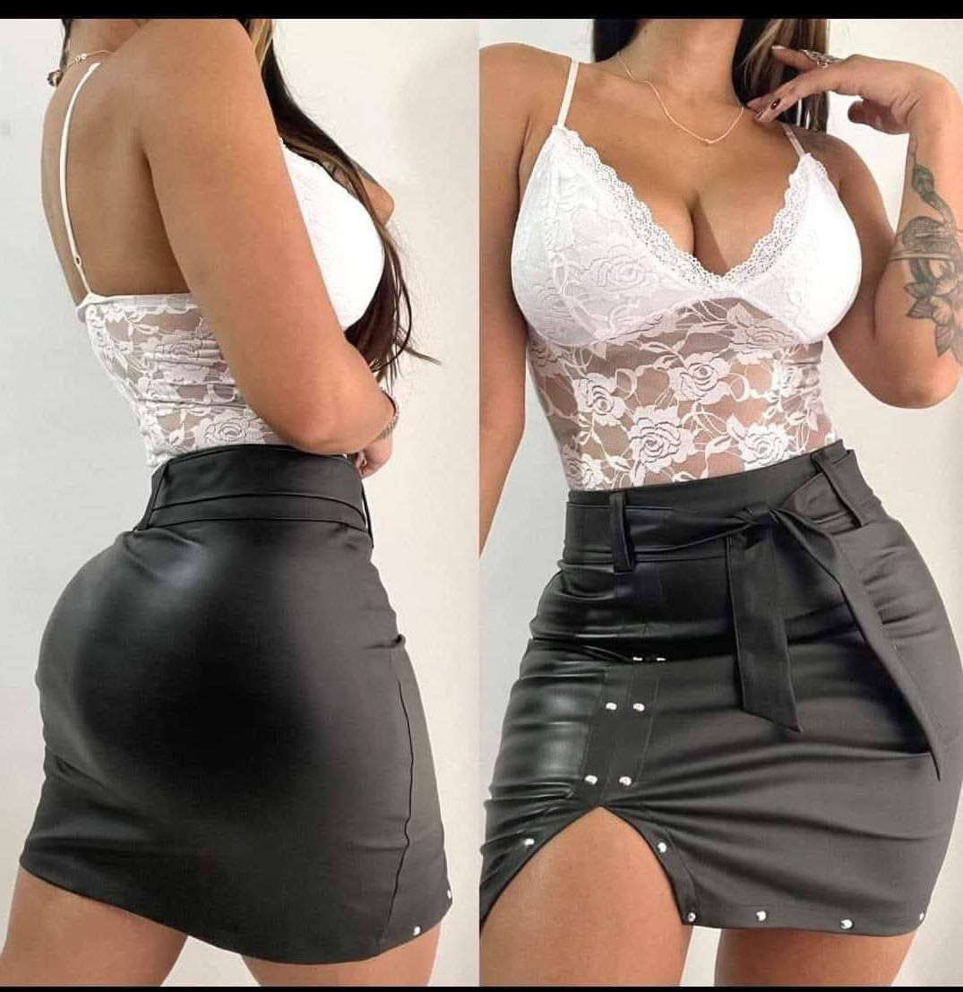 Disponible Pollera con Tachas. Tela Bengalina Engomado - Imagen 3