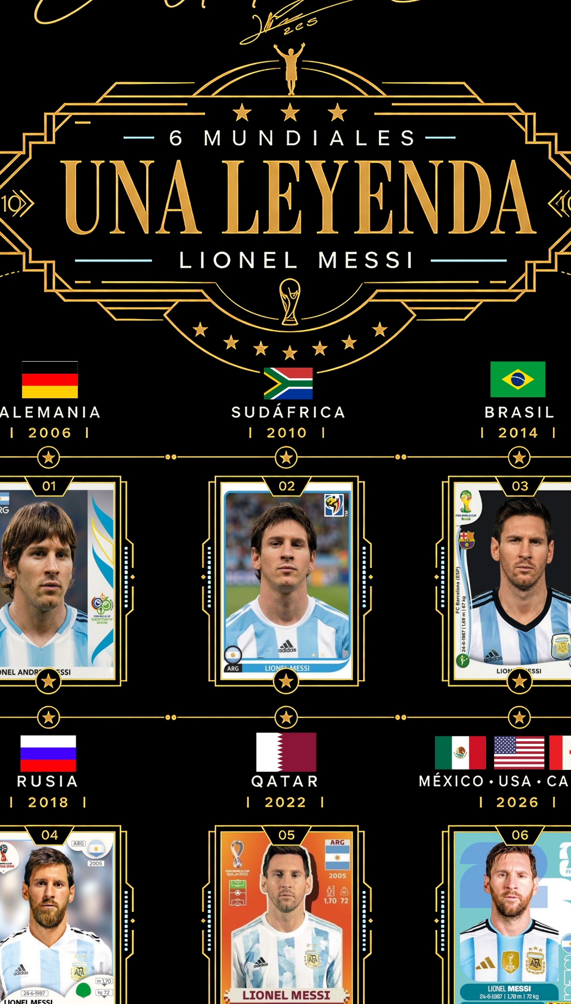 Remeras Argentina Messi Mundial 2026 Algodon Peinado - Imagen 2