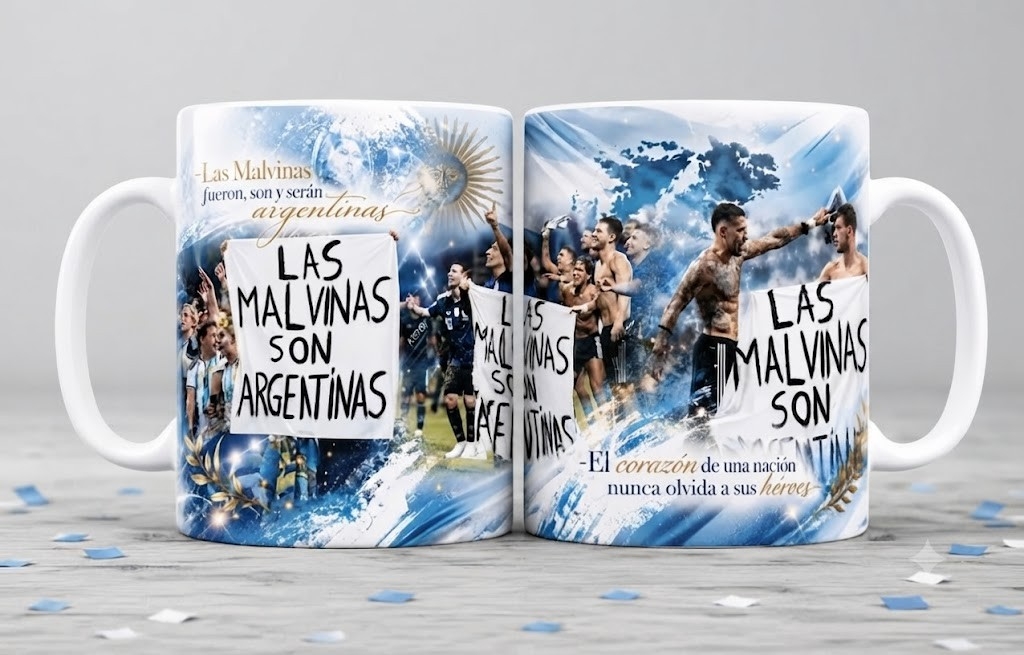 Taza Cerámica Argentina Malvinas Mundial - Imagen 3