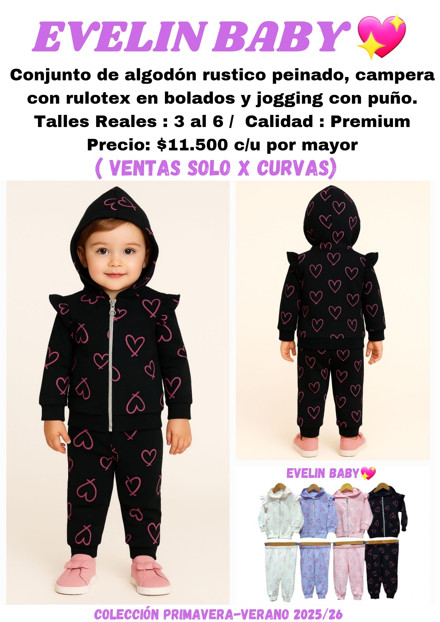 Conjunto Corazones con Volados - Imagen 1