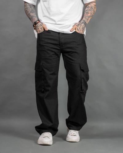Pantalón Baggy Cargo Bolsillo 3d Negro