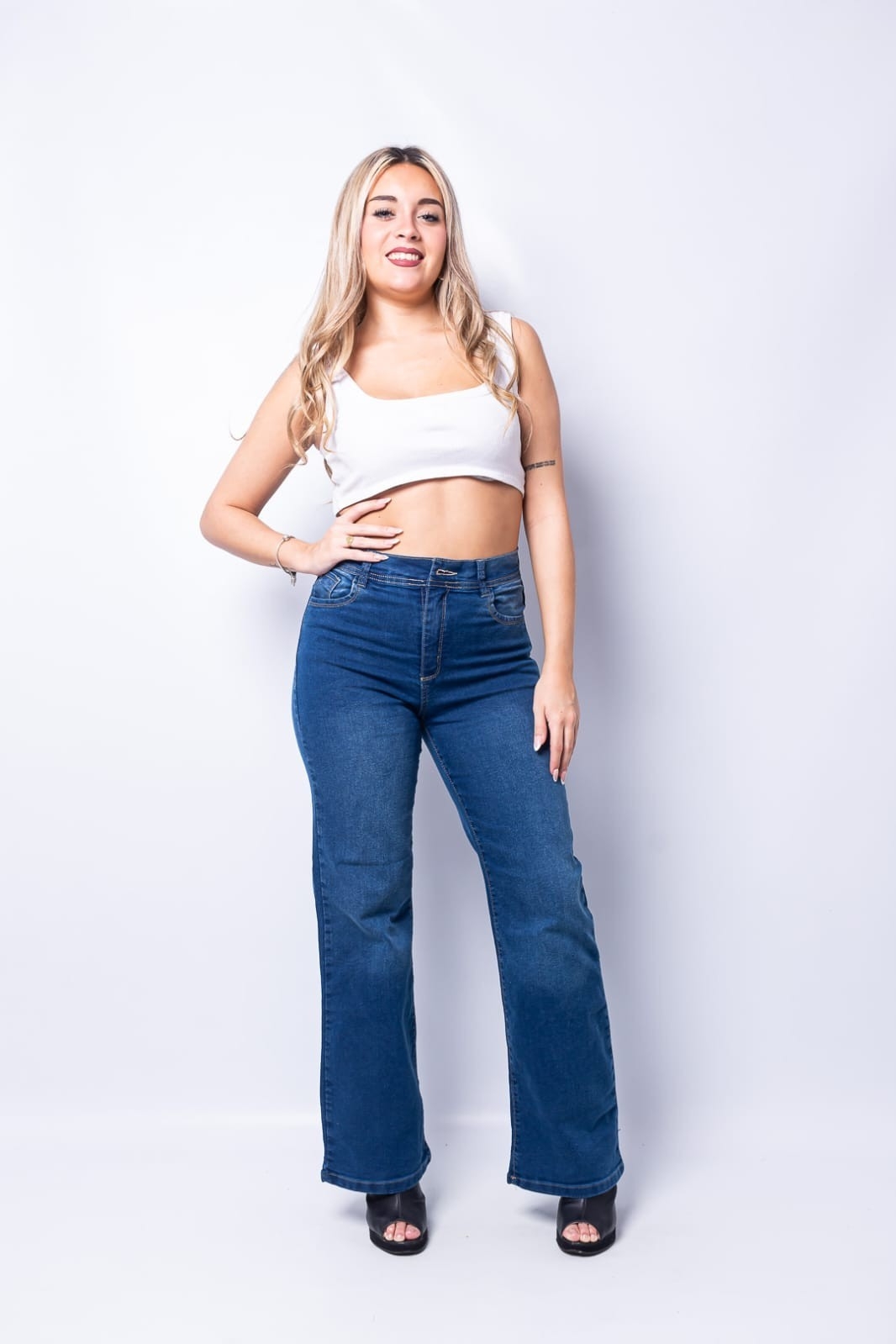 Wide Leg Azul Localizado Semi Elasztizado - Imagen 2