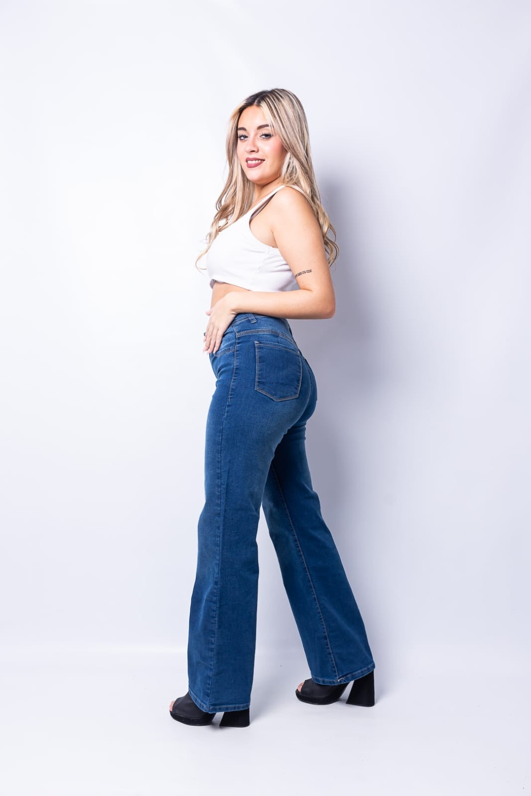 Wide Leg Azul Localizado Semi Elasztizado - Imagen 3