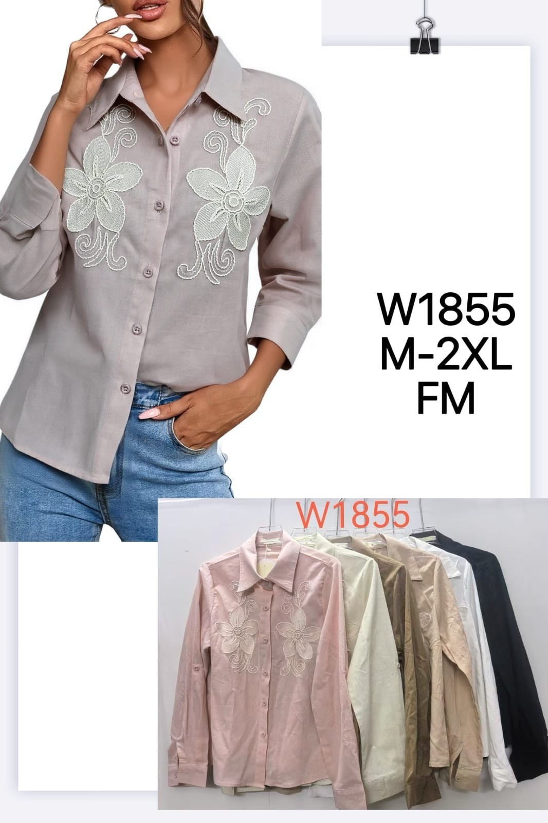 Camisa de Lino Bordado.1855 - Imagen 1