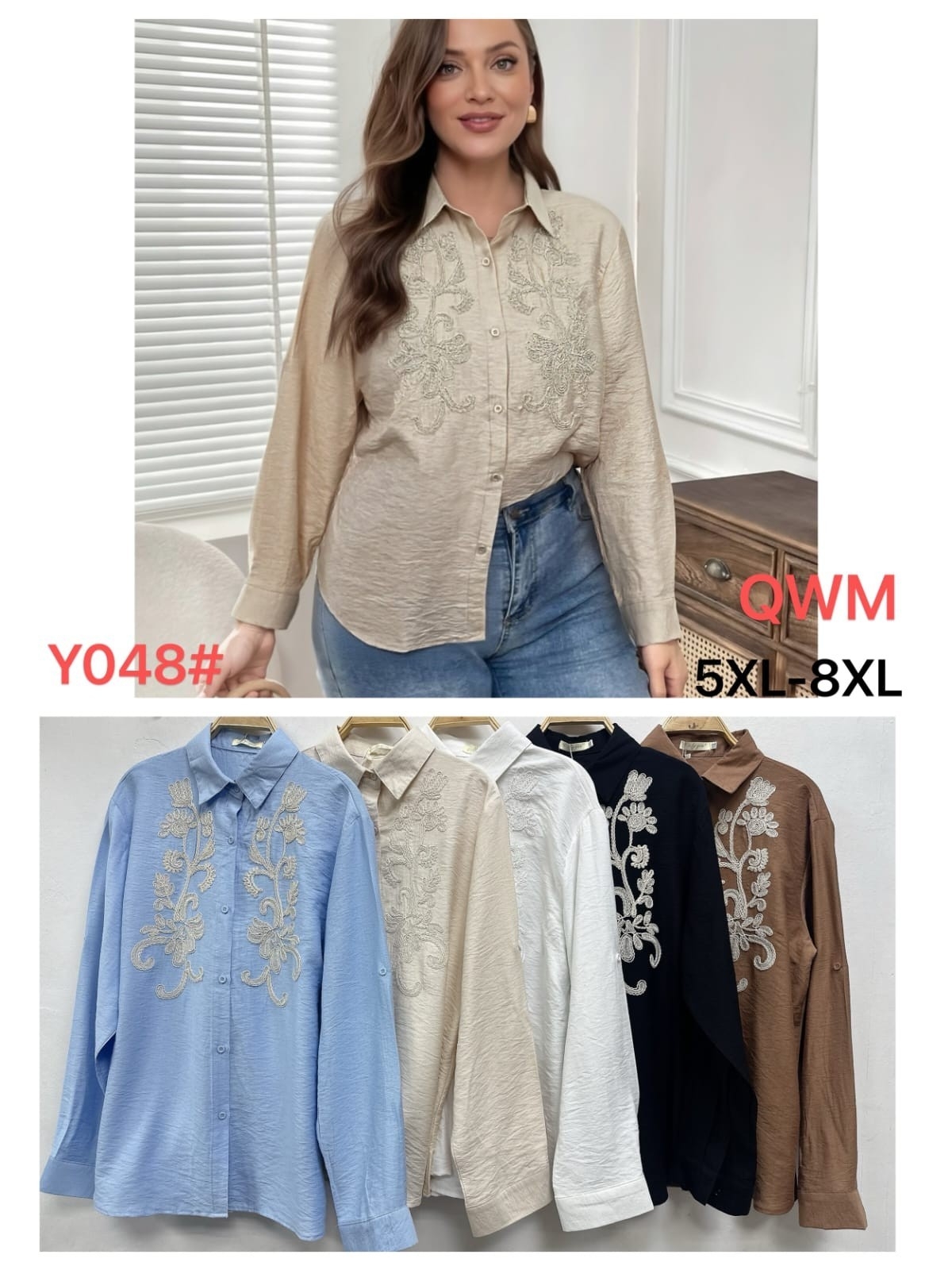 Camisa Talle Especial Bordad Y048 - Imagen 1