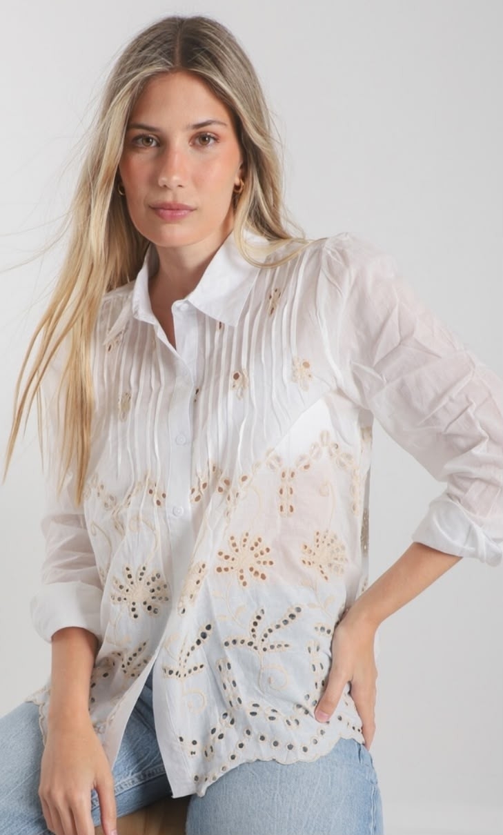 Camisa Brodierie Tablitas Importado - Imagen 2