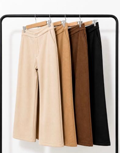 Pantalón Sastrero Gamuzado con Piel