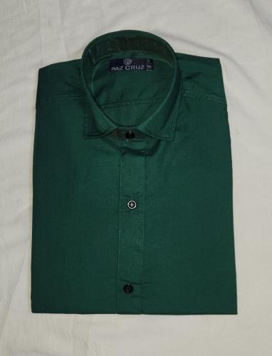 Camisa Lisa Rígida Manga Larga Semi Ajustado