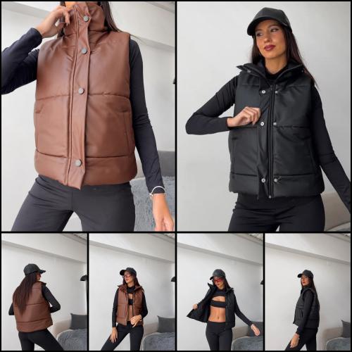 Chaleco Puffer Eco Cuero