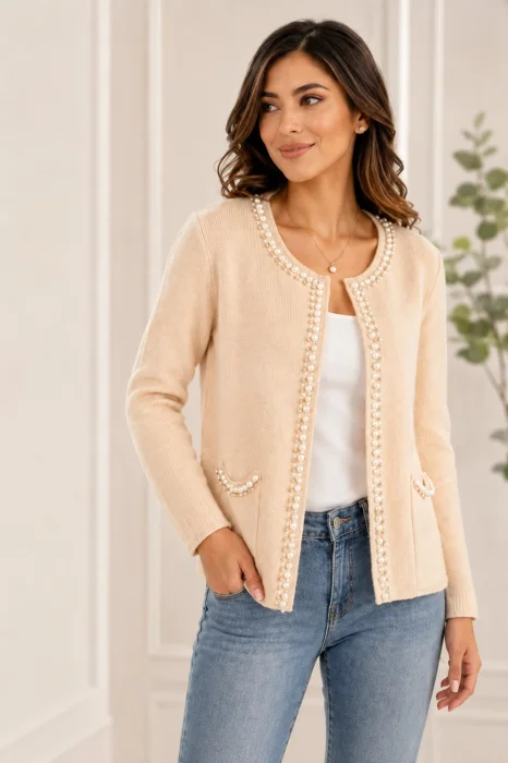 Cardigan con Perlas