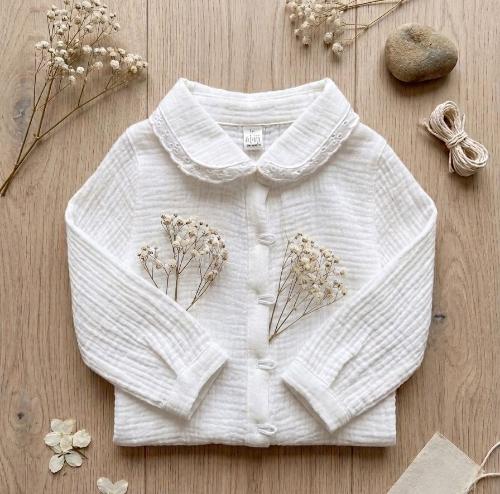 Camisas de Cotón Baby  con Cuello de Puntillas
