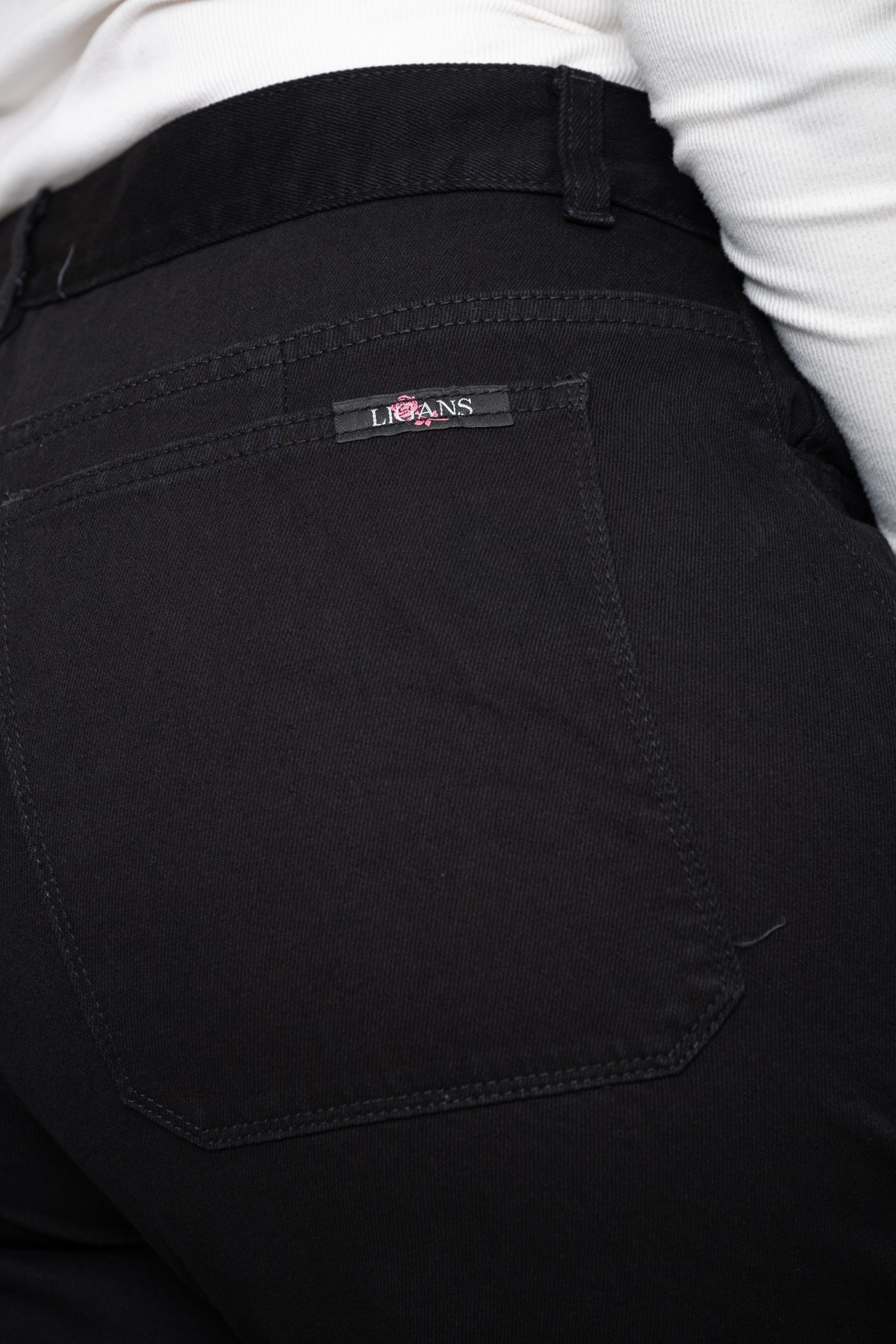 Baggy Negro Liso Tela Rigido - Imagen 3